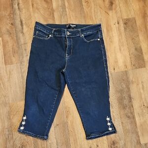 👖Sandpiper Capri Length Jeans with Daisy Embroidery